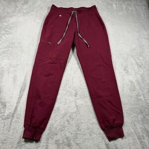 FIGS Zamora Jogger Scrub Pants Womens XS Burgundy Drawstring Pocket
